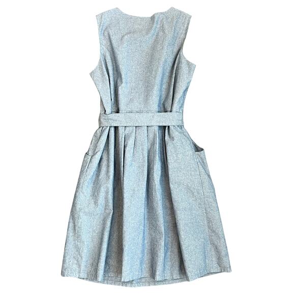 LL Bean Signature A-Line Fit and Flare Chambray Dress 14 Blue All Cotton - Picture 2 of 6